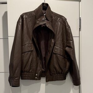 The Frankie Shop Dark Brown Bomber Jacket